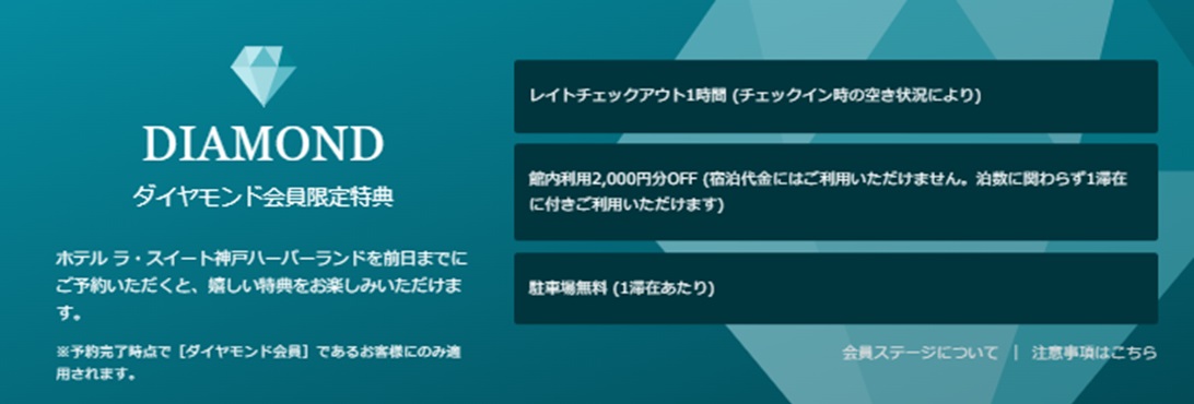 ホテル ラ・スイート神戸ハーバーランドの一休ダイヤモンド会員限定特典